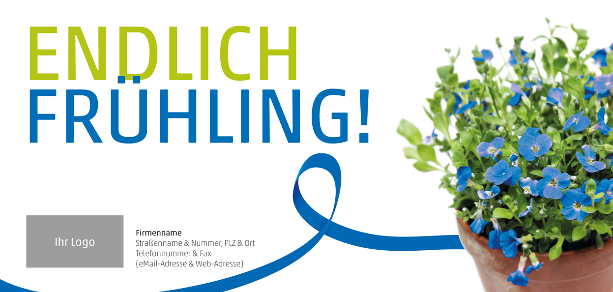 Einladung Balkonpflanze "Endlich Frühling! - Fröhliche Blumengrüße" (Titelseite)