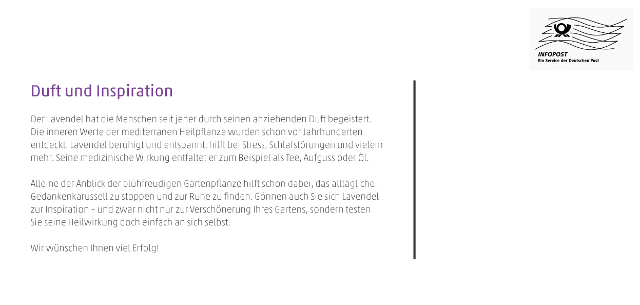 Einladung Lavendel - „Duft und Inspiration - Voll innerer Werte“ (Rückseite)