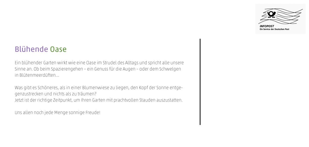 Einladung Gartenträume - „Blühende Oase“ (Rückseite)