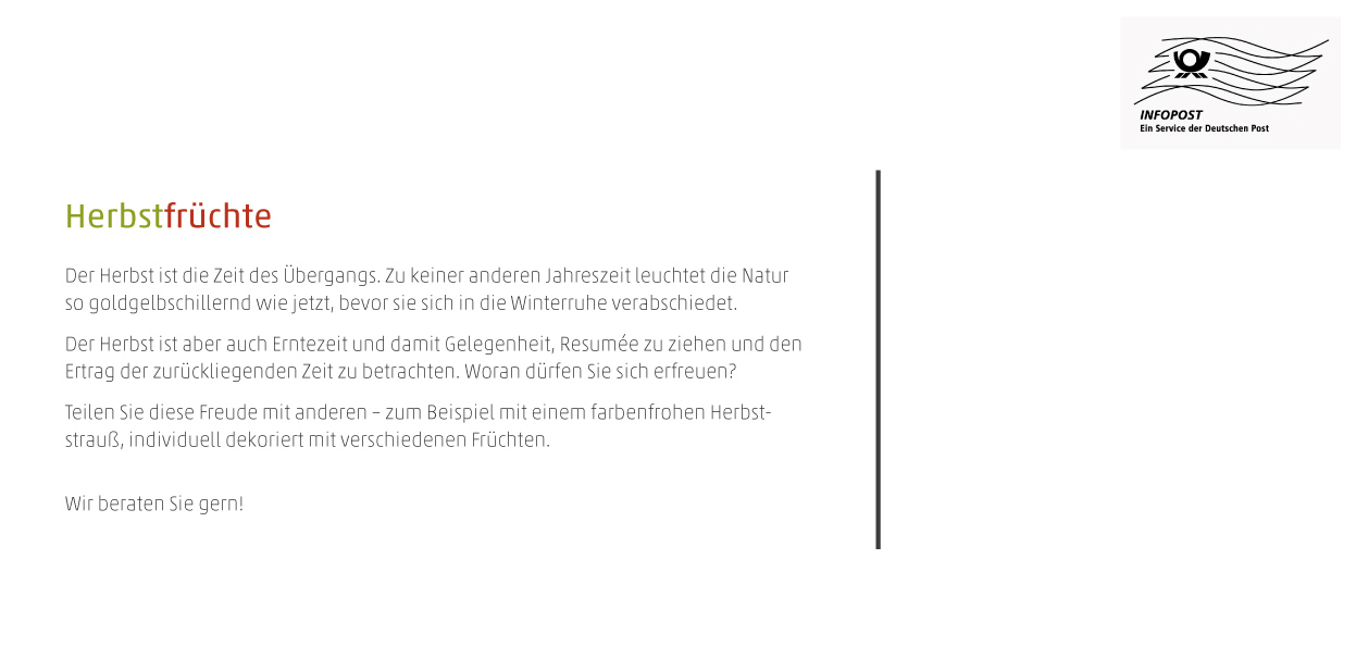 Einladung Herbstfrüchte - „...für die Wohnung“ (Rückseite) 