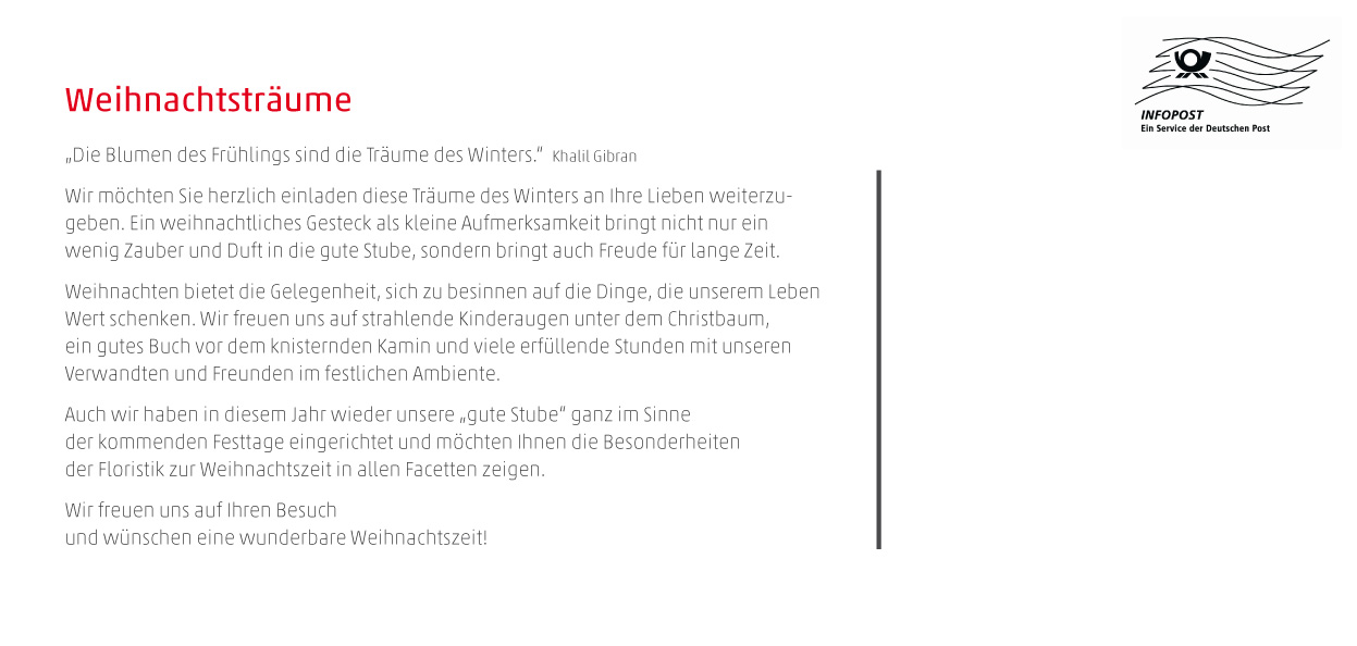 Einladung "Festtage“ (Rückseite)