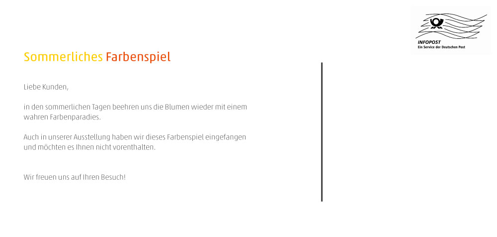 Einladung "sommerliches Farbenspiel“ (Rückseite) 
