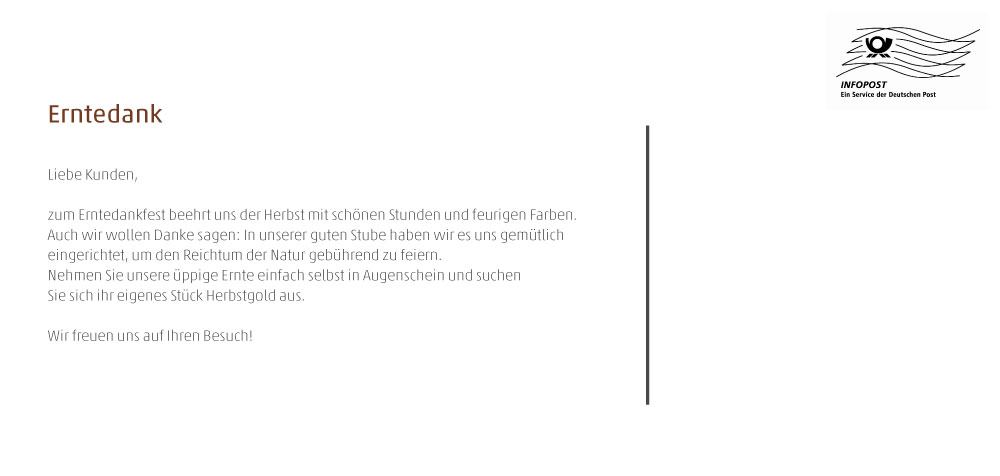 Einladung "Erntedank“ (Rückseite)