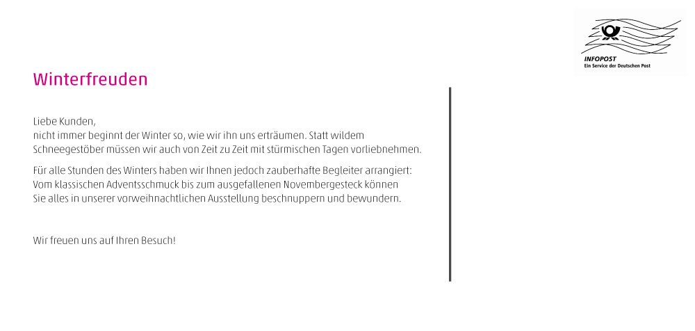Einladung "Winterfreuden“ (Rückseite)