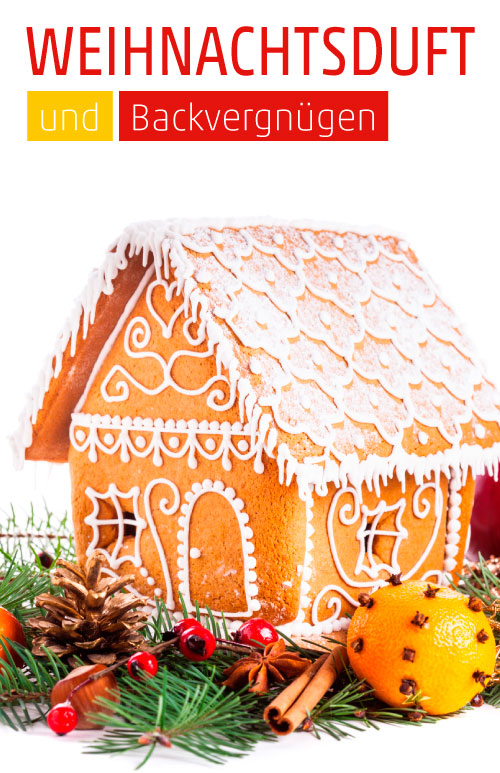 Etikett Lebkuchenhaus mit Deko