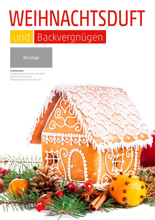 Plakat Lebkuchenhaus mit Deko