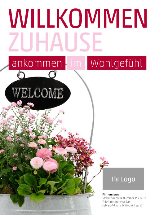 Anzeige Pflanzenkorb Welcome