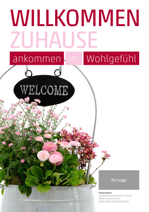 Plakat Pflanzenkorb Welcome