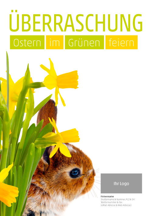 Plakat Osterglocken und Hase