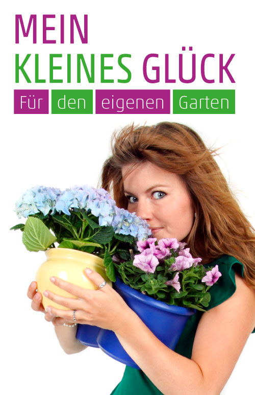 Etikett Frau mit Hortensie