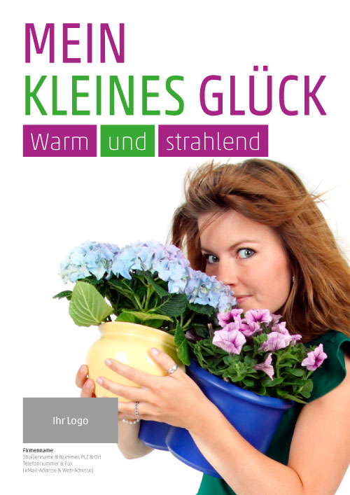 Plakat Frau mit Hortensie
